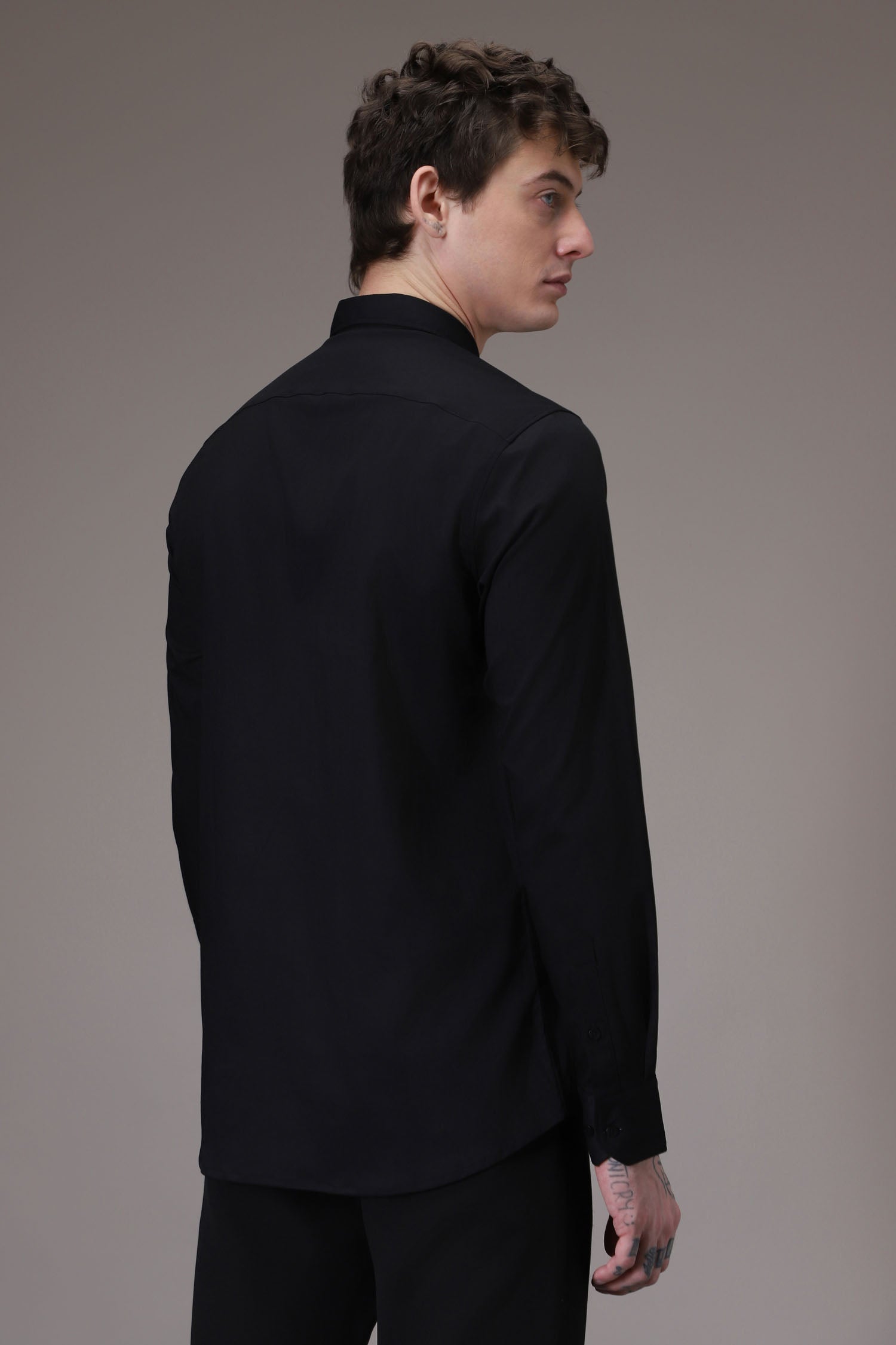 Circle  hand embroidered designer shirt -Black