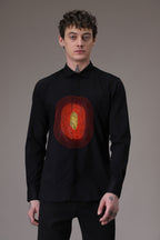 Circle  hand embroidered designer shirt -Black