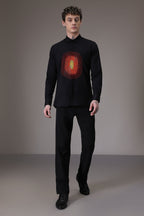 Circle  hand embroidered designer shirt -Black