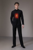Circle  hand embroidered designer shirt -Black