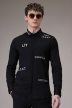 Idgaf hand embroidered designer shirt - Black