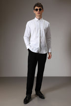 Pintuck hand embroidered designer shirt - White