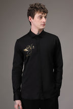 Cupid Black hand embroidered designer shirt - Black