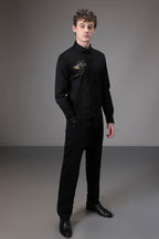 Cupid Black hand embroidered designer shirt - Black