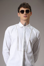 Pintuck hand embroidered designer shirt - White
