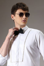 Pintuck hand embroidered designer shirt - White