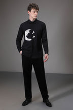Moon Mickey Hand embroidered designer shirt - Black