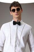Pintuck hand embroidered designer shirt - White