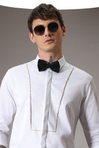 Pintuck hand embroidered designer shirt - White