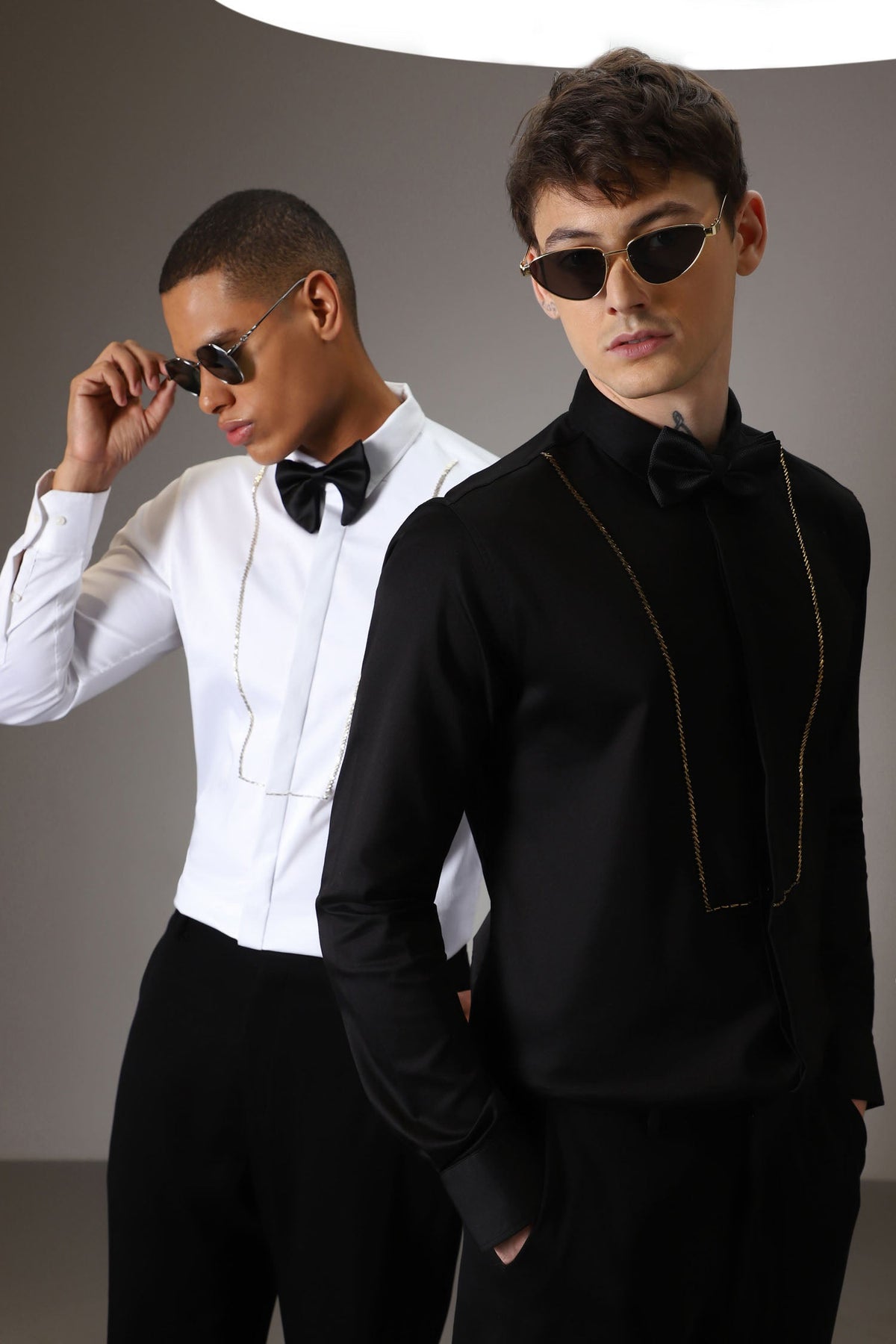 Pintuck hand embroidered designer shirt - Black