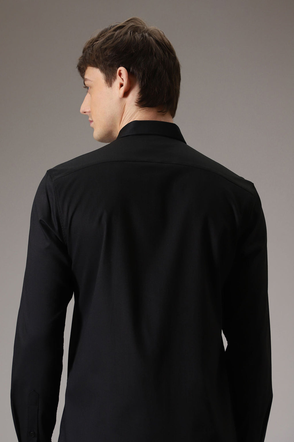 Pintuck hand embroidered designer shirt - Black