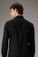 Pintuck hand embroidered designer shirt - Black