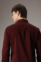 The dragonfly hand embroidered designer shirt - Wine