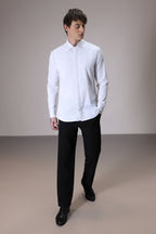 Shoulder Line hand embroidered designer shirt - White