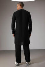 Black with Ivory designer linen Kurta