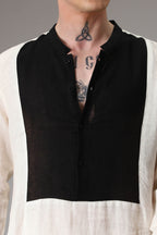 Ivory with black linen designer kurta