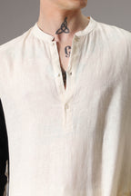 Black mustard and ivory linen designer kurta