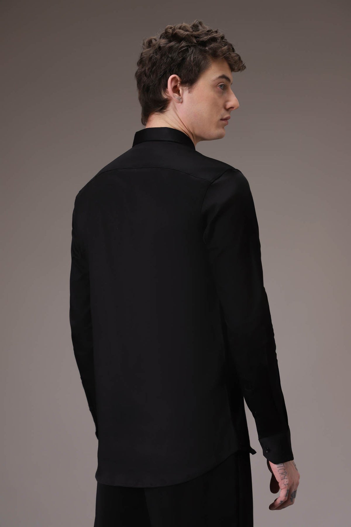 Stacked Deck hand embroidered designer shirt - Black