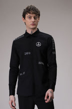Karma hand embroidered designer shirt - Black