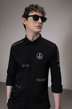 Karma hand embroidered designer shirt - Black