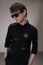 Karma hand embroidered designer shirt - Black