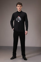 Spade hand embroidered designer shirt Black