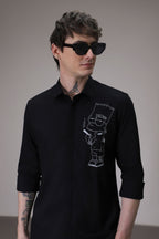Freedom Simpson Hand Embroidered Designer Shirt - Black