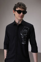 Freedom Simpson Hand Embroidered Designer Shirt - Black