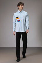Donald Duck hand embroidered designer shirt - Powder Blue