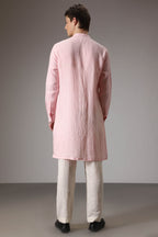 Pink designer linen kurta