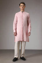 Pink designer linen kurta