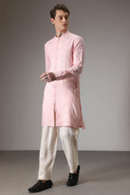 Pink designer linen kurta