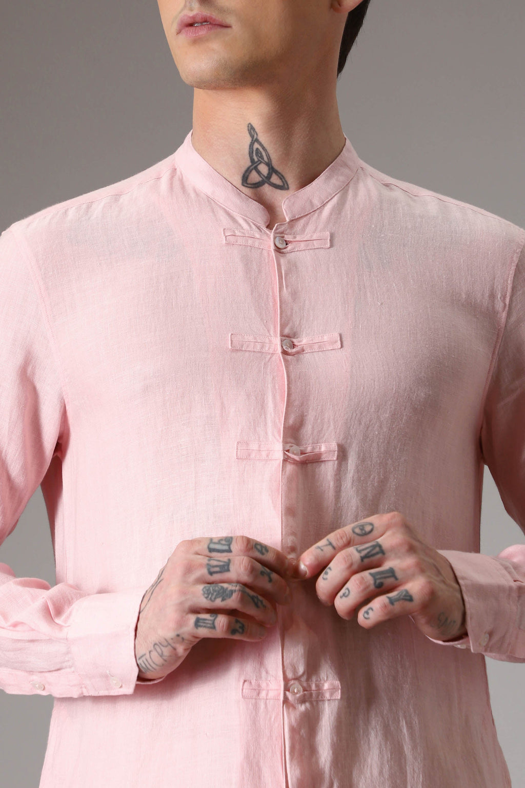 Pink designer linen kurta