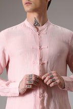 Pink designer linen kurta