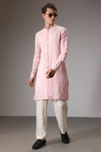 Pink designer linen kurta