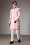Pink designer linen kurta