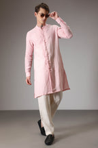 Pink designer linen kurta