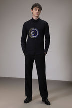 Eveil Eye Hand Embroidered Designer Shirt - Black