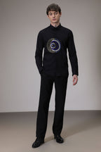 Eveil Eye Hand Embroidered Designer Shirt - Black