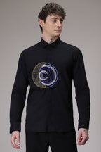 Eveil Eye Hand Embroidered Designer Shirt - Black