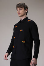 Hearts  hand embroidered designer shirt -Black