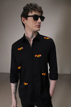 Hearts  hand embroidered designer shirt -Black