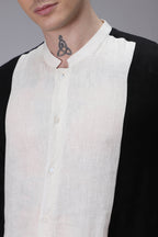 Black with Ivory designer linen Kurta