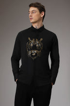 Relentless Tiger Hand Embroidered Designer Shirt - Black