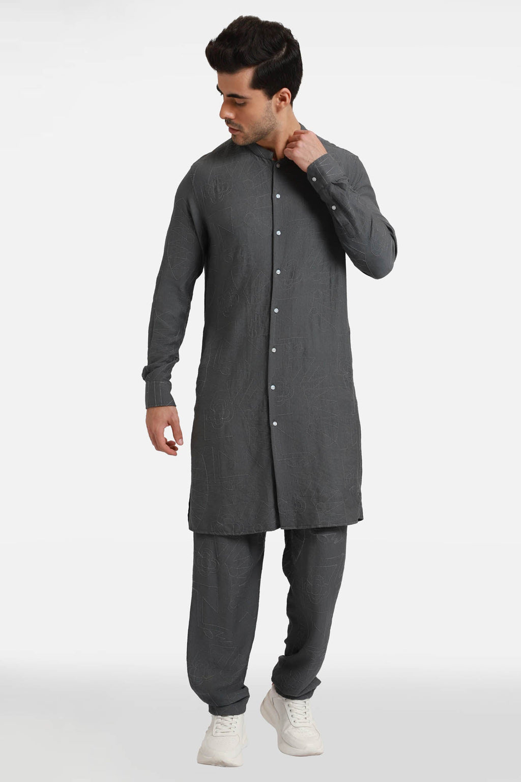 Grey Embroidered Kurta
