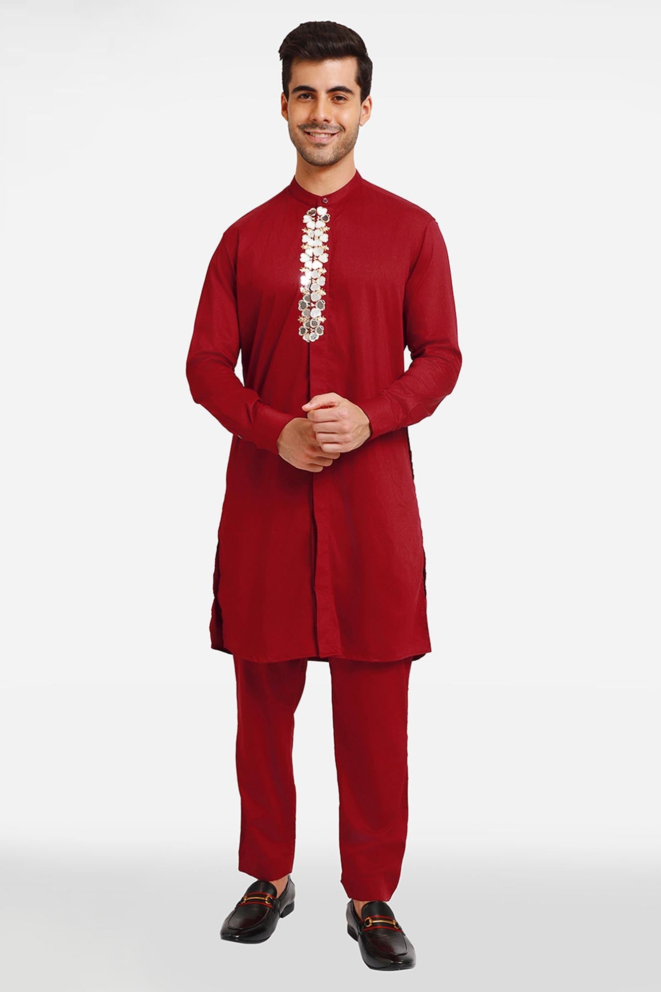 Mirror Kurta - Burgundy
