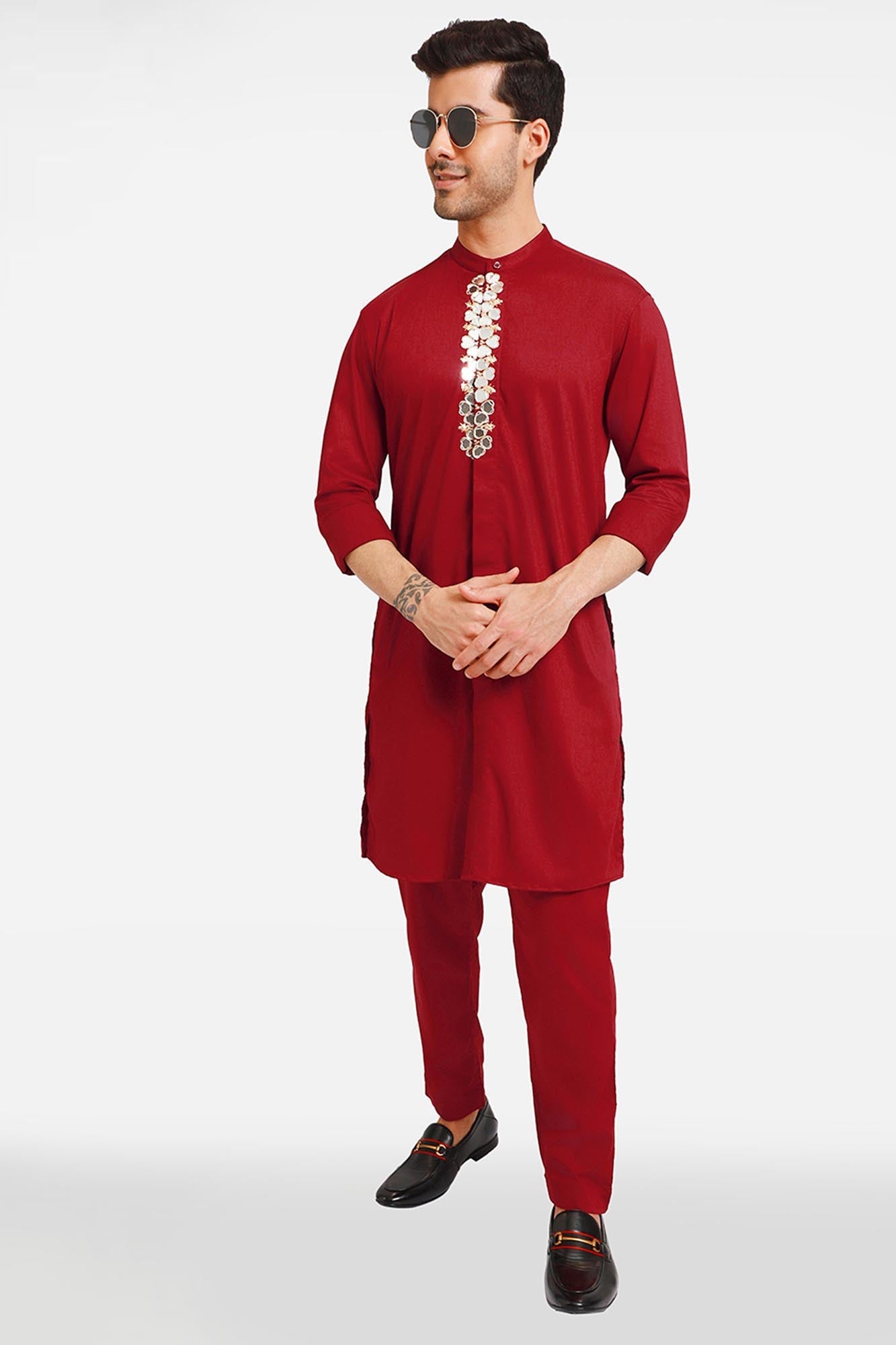 Mirror Kurta - Burgundy