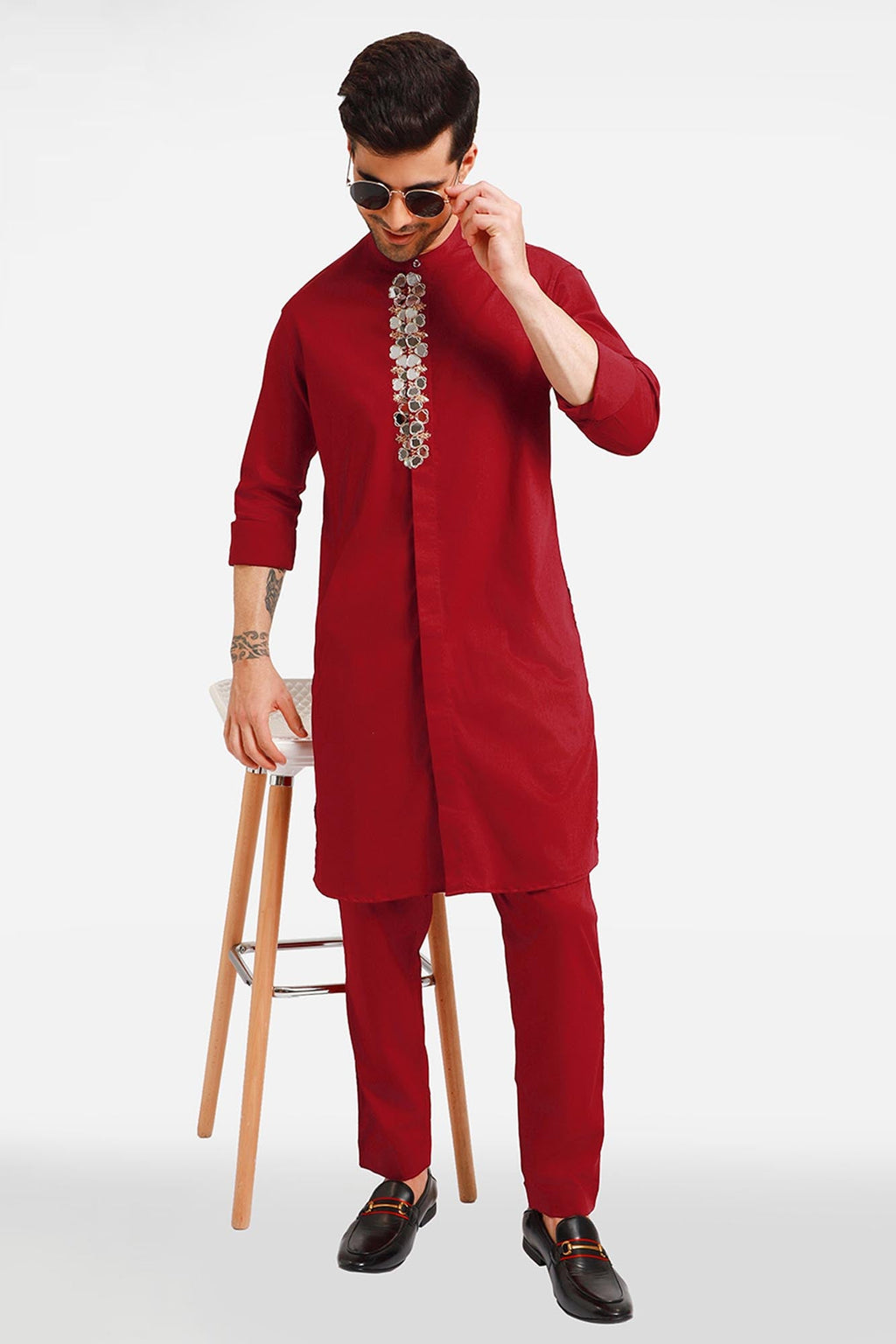 Mirror Kurta - Burgundy