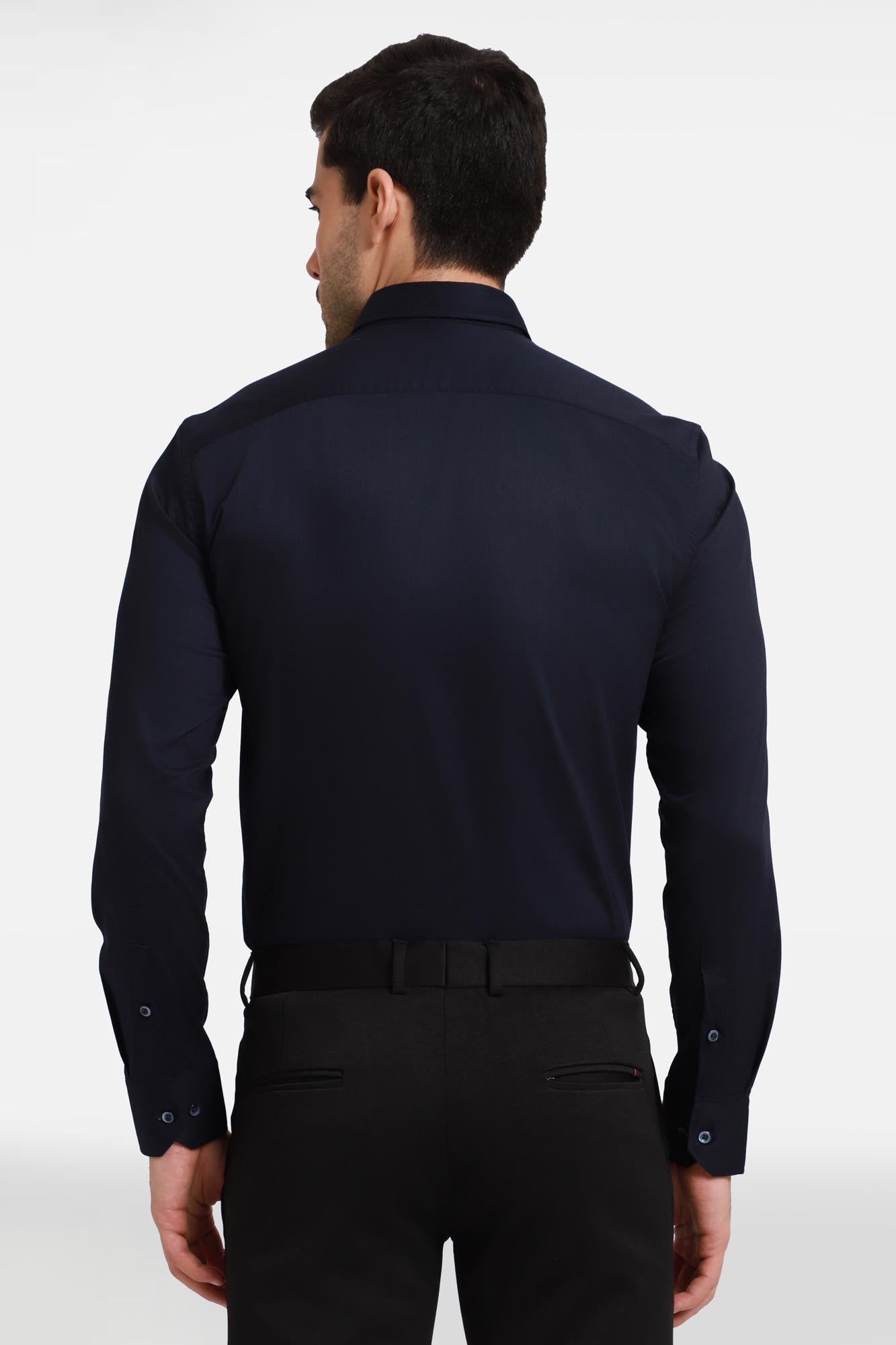 The Jaguar Hand embroidered Designer Shirt- Navy