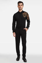 The Jaguar Hand embroidery Designer Shirt - Black